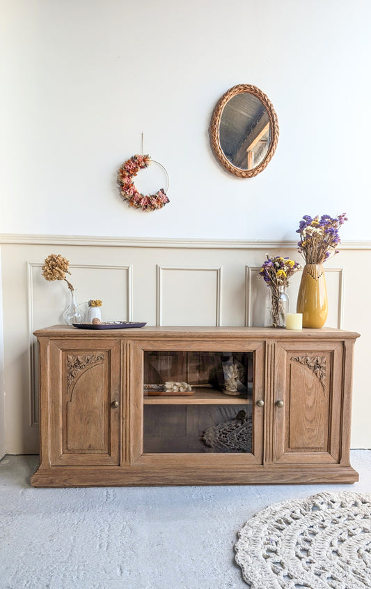Vitrine basse en chêne