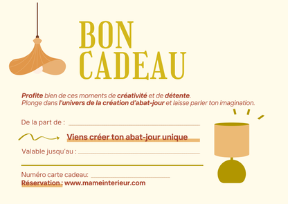 Bon cadeau - Fabriquez votre abat-jour cylindrique diam.15