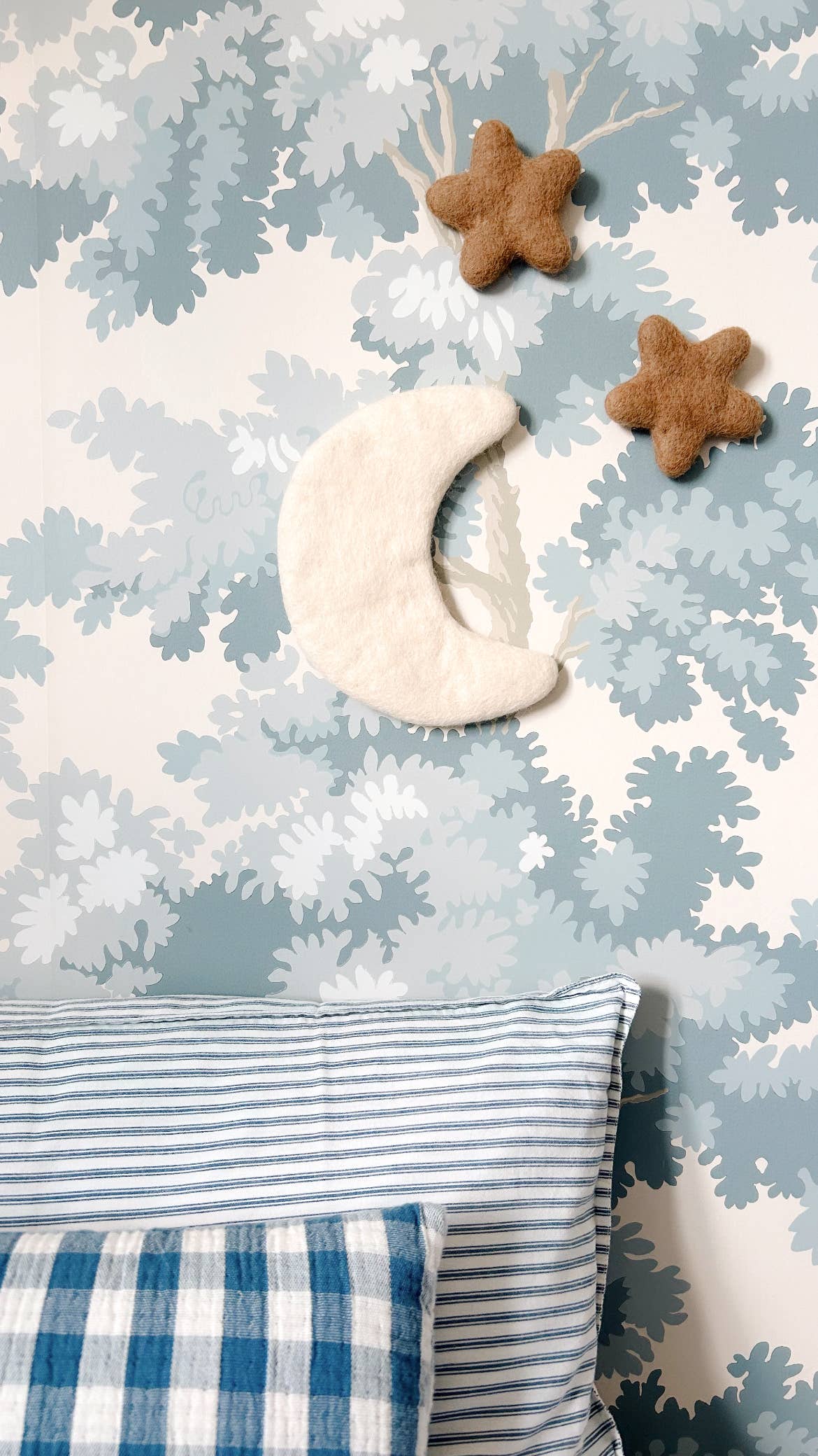 Trio Lune et Etoiles Murales en laine feutrée