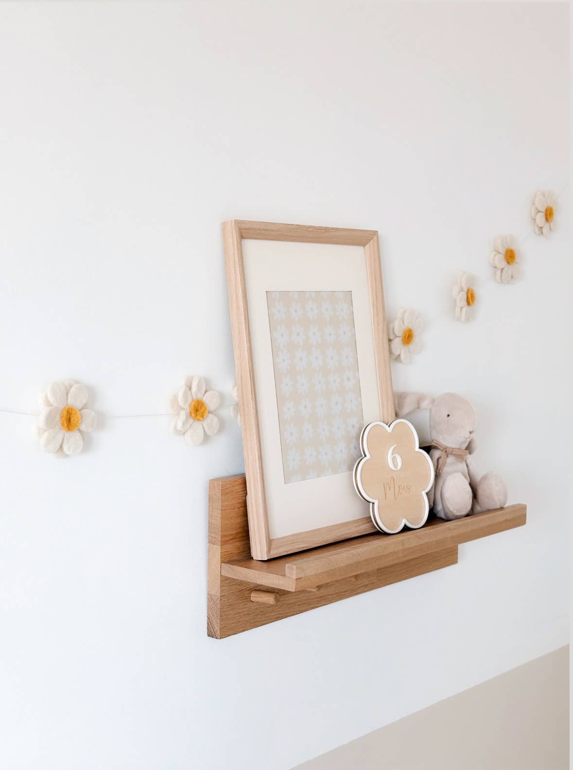 Guirlande Fleurs en laine feutrée Blanc & Jaune Soleil