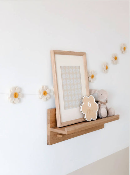 Guirlande Fleurs en laine feutrée Blanc & Jaune Soleil