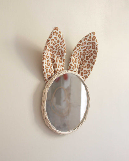 Miroir rotin Lapin léopard 20 cm: Léopard