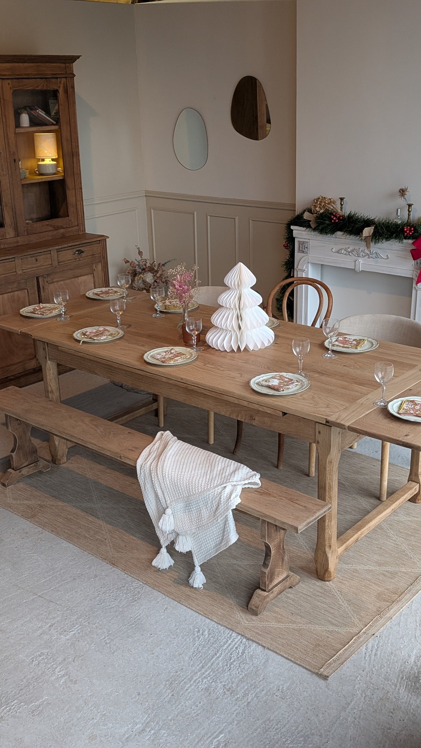 Table en chêne avec rallonges