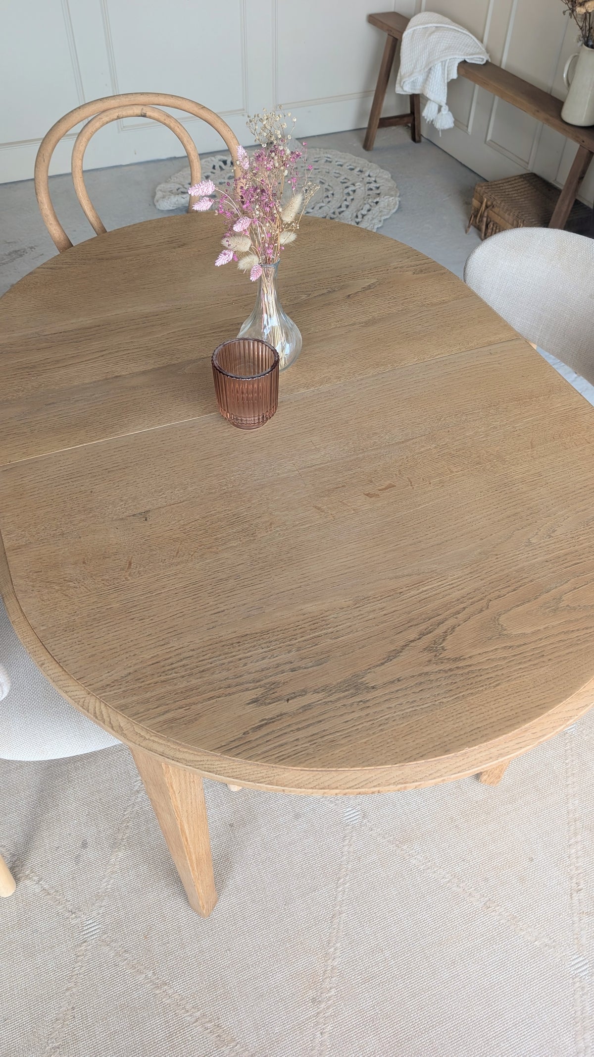 Petite table ovale en chêne + 1 rallonge