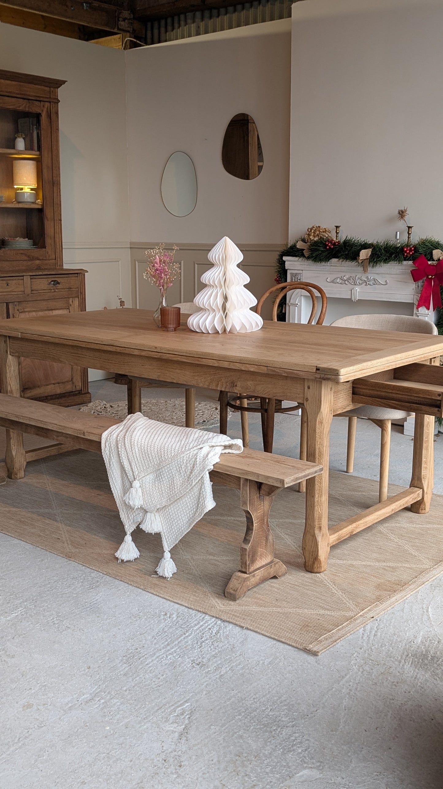 Table en chêne avec rallonges