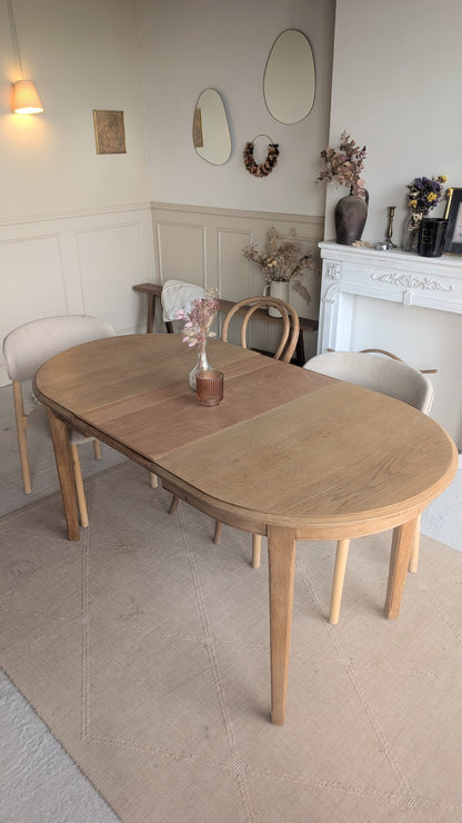Petite table ovale en chêne + 1 rallonge