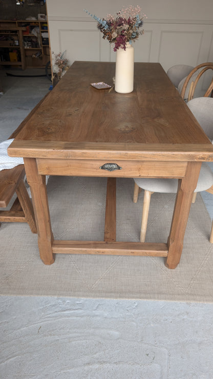 Ensemble table & banc en orme massif