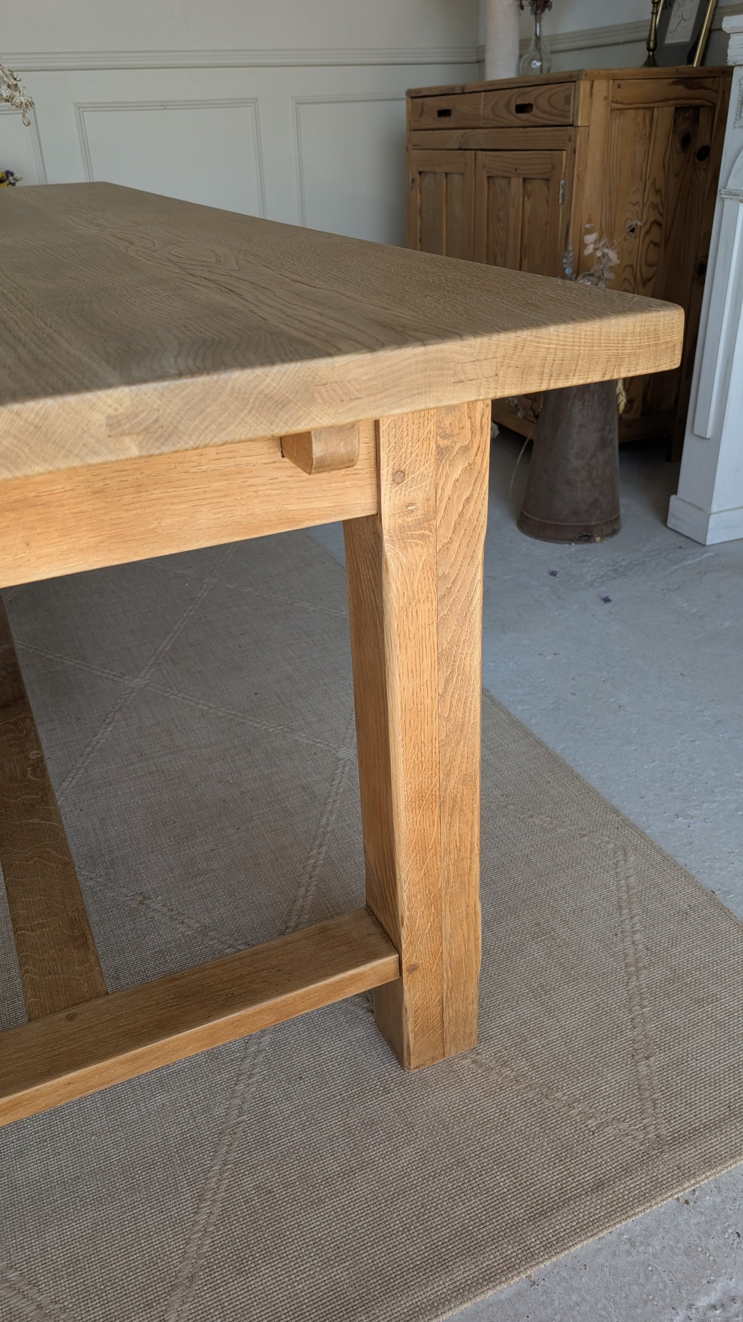 Table rectangulaire en chêne avec rallonges