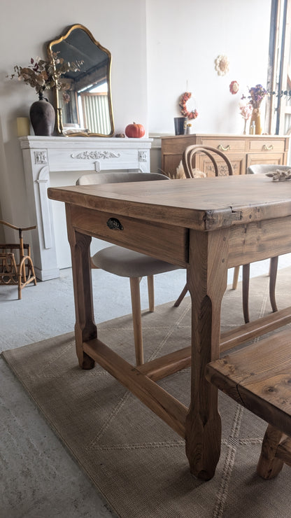 Ensemble table & banc en orme massif