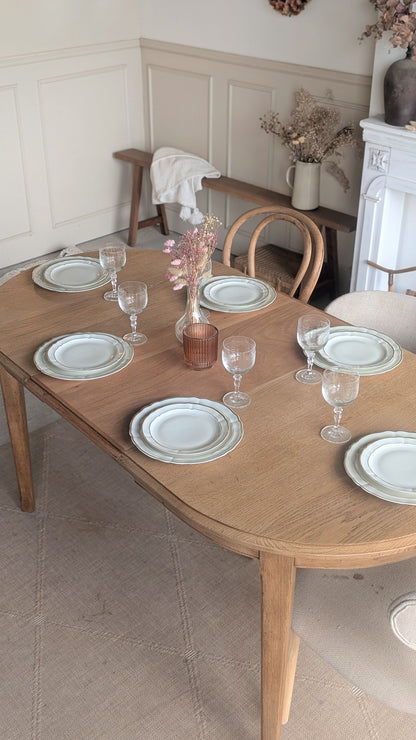 Petite table ovale en chêne + 1 rallonge
