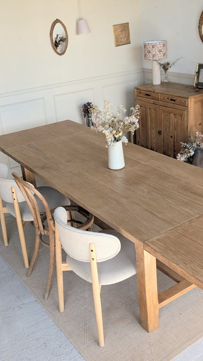 Table rectangulaire en chêne avec rallonges