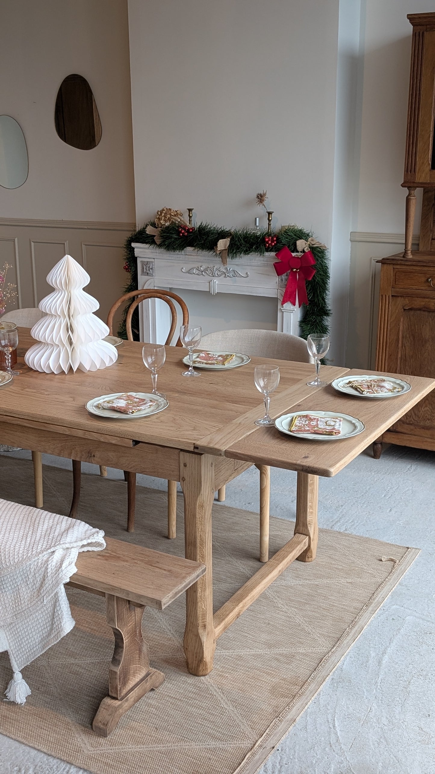 Table en chêne avec rallonges