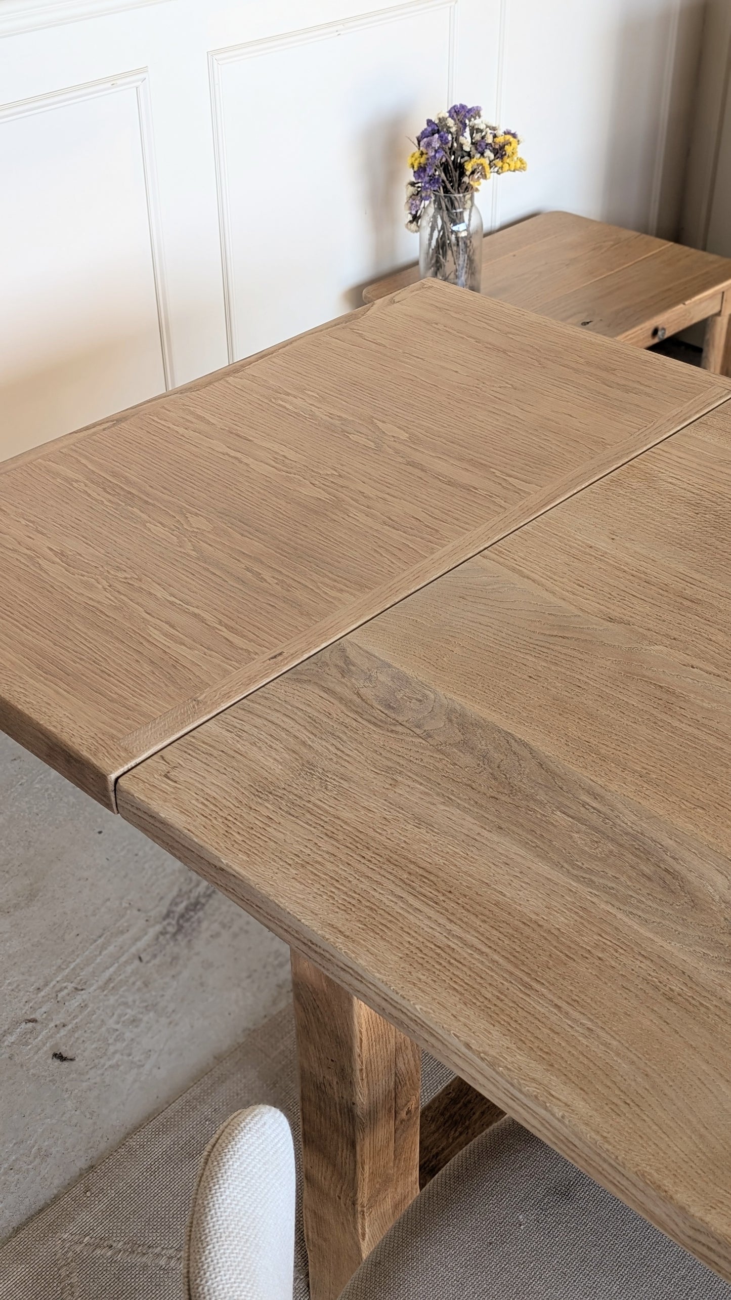 Table rectangulaire en chêne avec rallonges