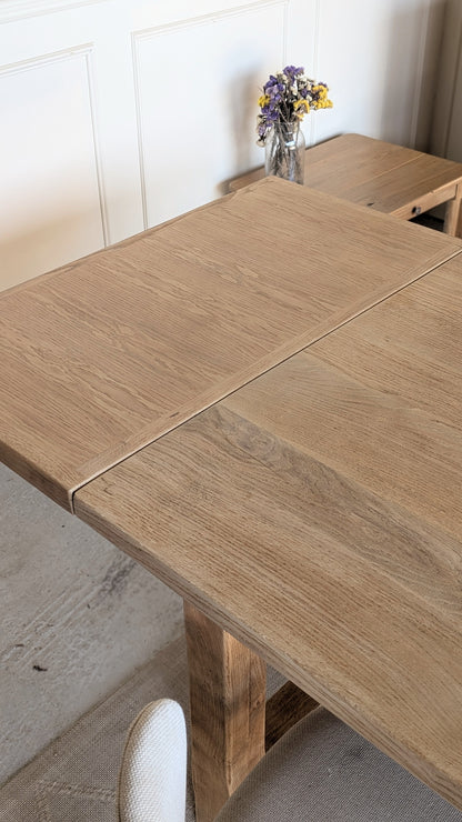 Table rectangulaire en chêne avec rallonges