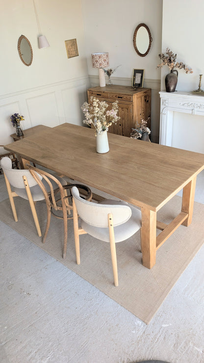 Table rectangulaire en chêne avec rallonges