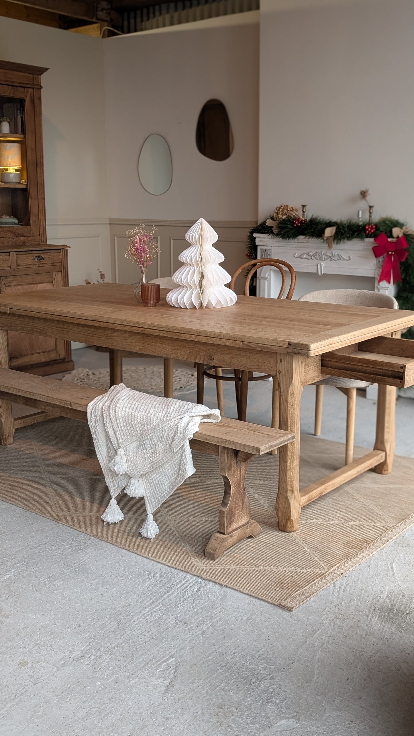 Table en chêne avec rallonges