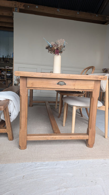 Ensemble table & banc en orme massif