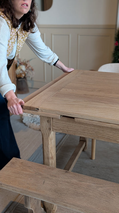 Table en chêne avec rallonges