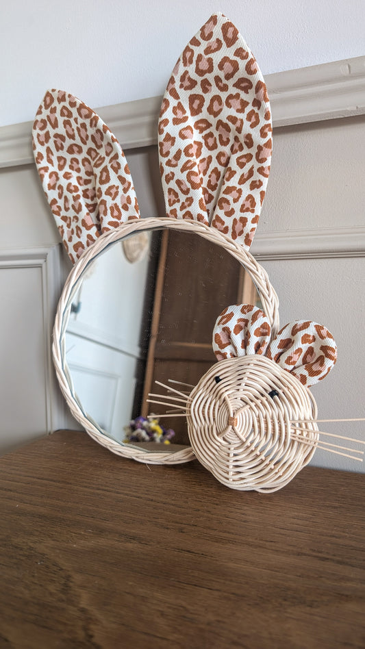 Miroir rotin Lapin léopard 20 cm: Léopard